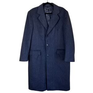 Franco's Mens XL Vintage 100% Cashmere Karamai Full Length Dress Coat Charcoal
